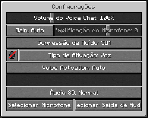 Configurações do Simple Voice Chat